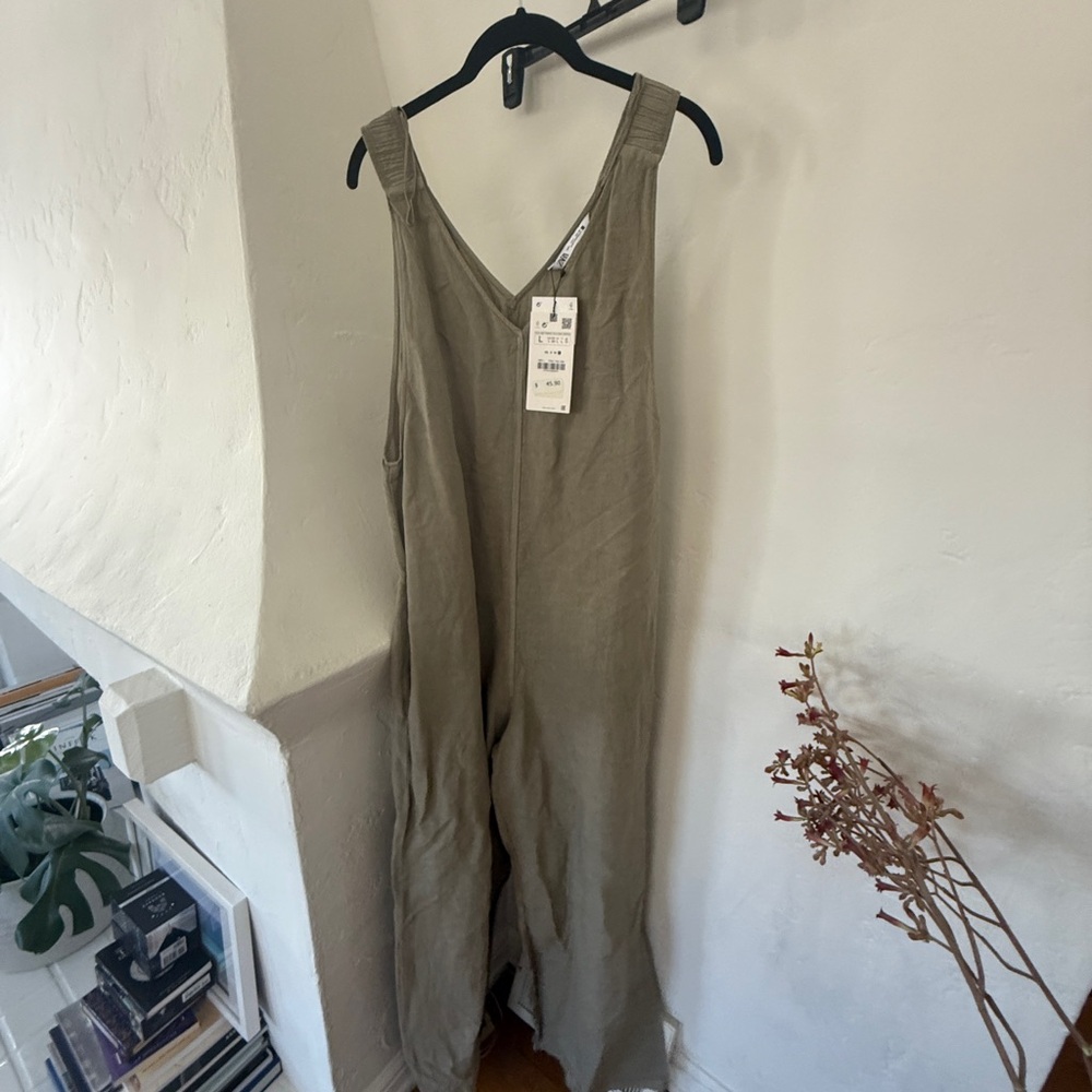 Zara Olive Wide Leg Jumpsuit